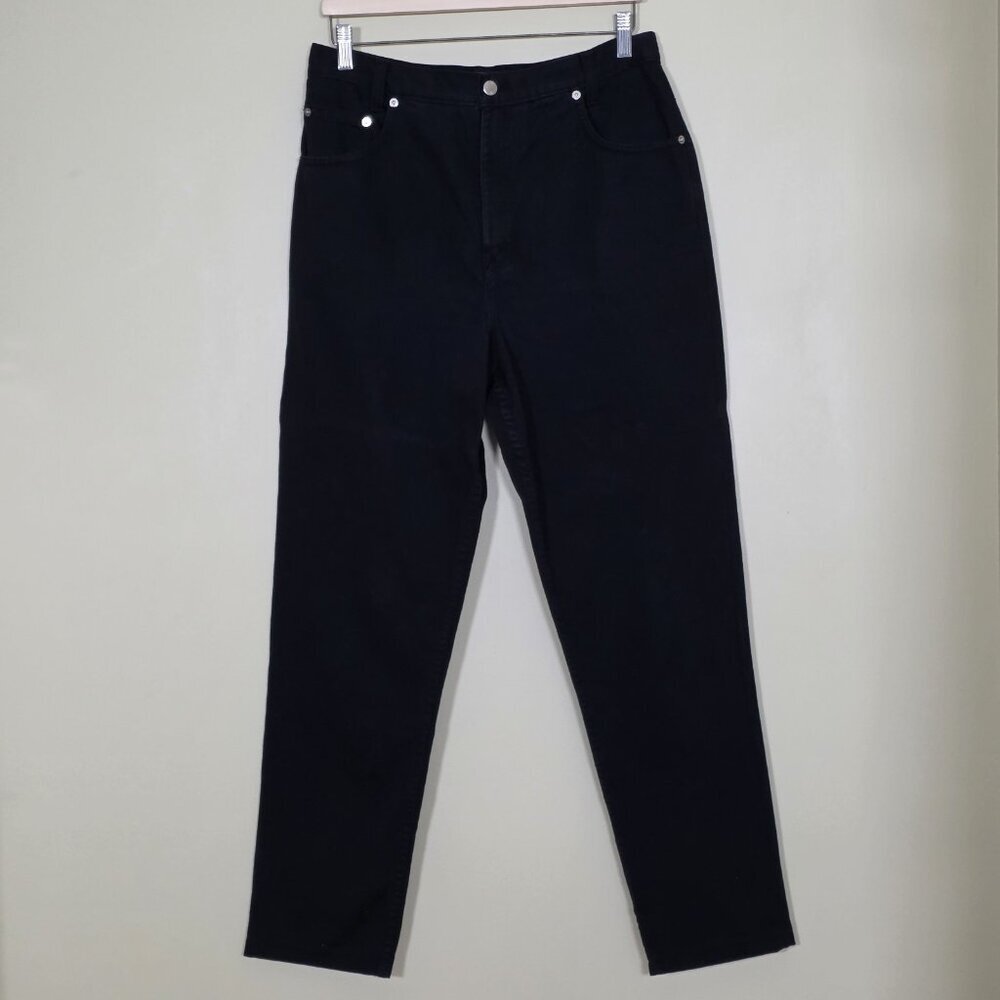 Simon Chang Jeans Women 14 Black High Rise Cotton Denim Canada Made Straight Leg